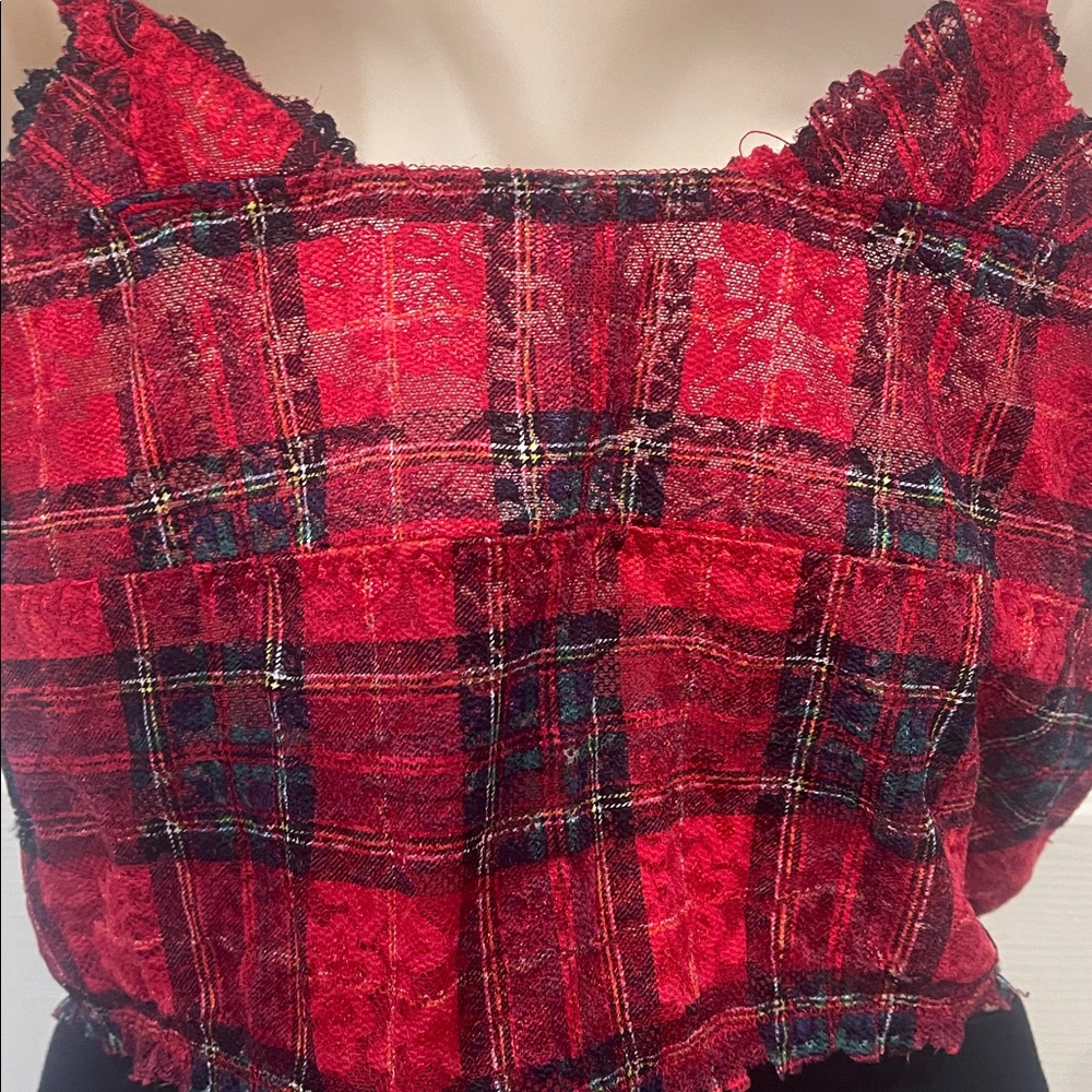 TorridCurve 3 Stylish Red Plaid Crop Top - Picture 8 of 11
